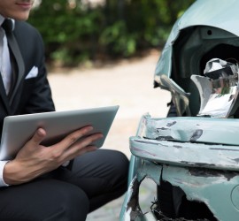 Insurance Agent Examining Car After Accident